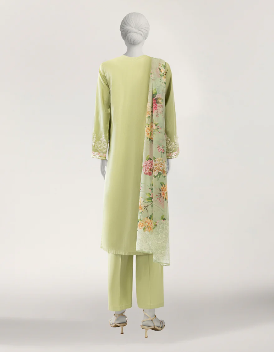 GREEN LAWN 3PC STITCHED | JLAWN-S-26-634/S SCHIFFLI FLORAL-02 - Image 2