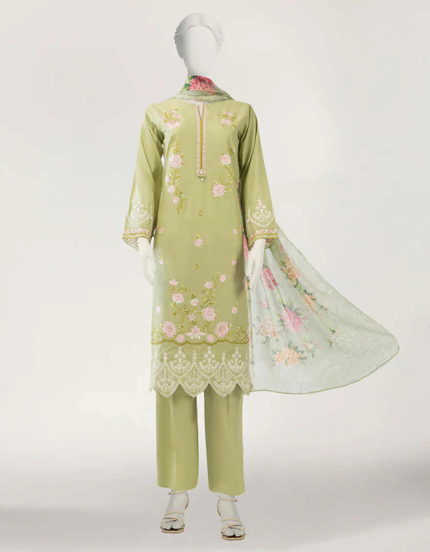 GREEN LAWN 3PC STITCHED | JLAWN-S-26-634/S SCHIFFLI FLORAL-02 - Image 5