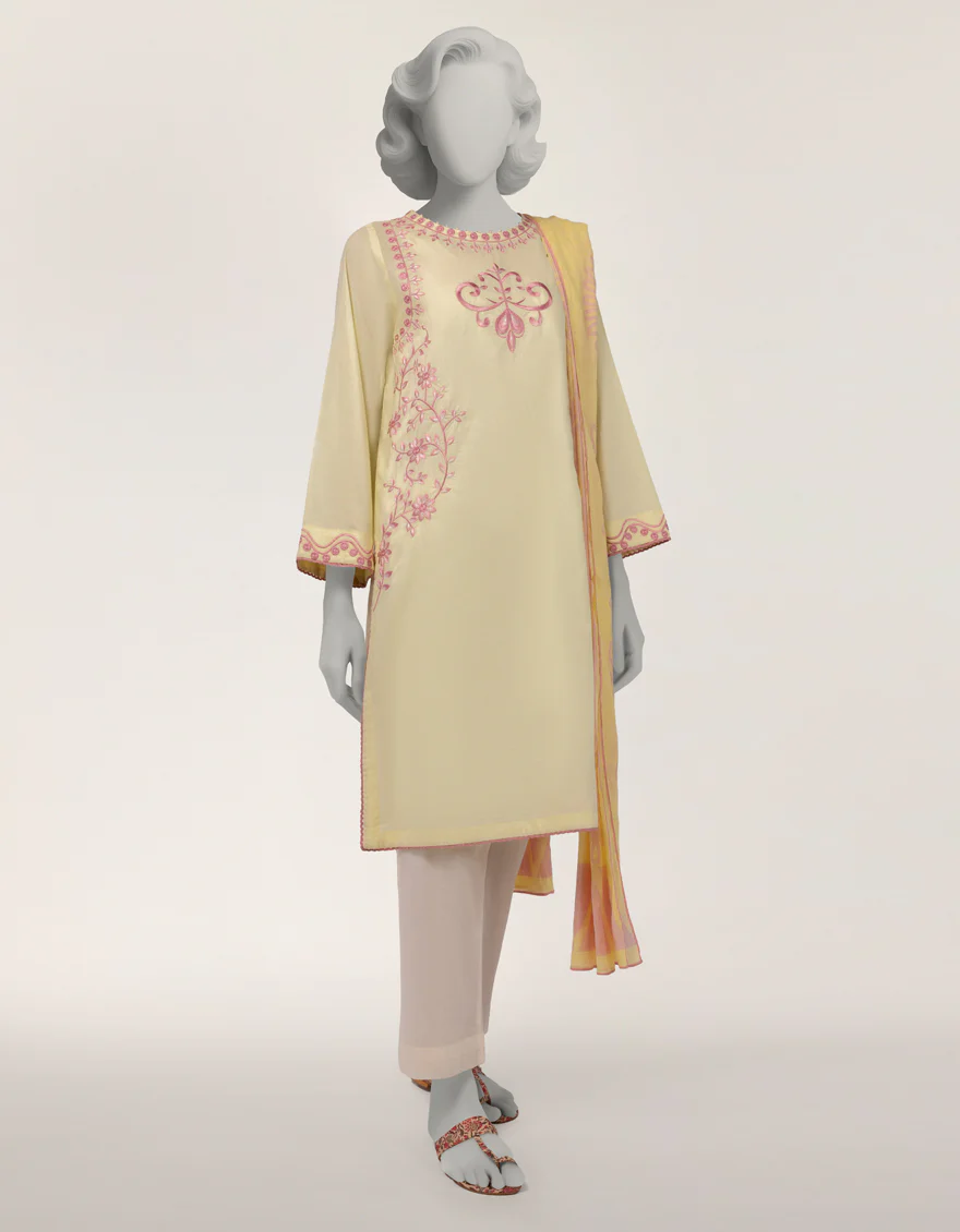 YELLOW LAWN 2PC STITCHED | JLAWN-S-JDS-26-1216/S DORI CORD-A-02