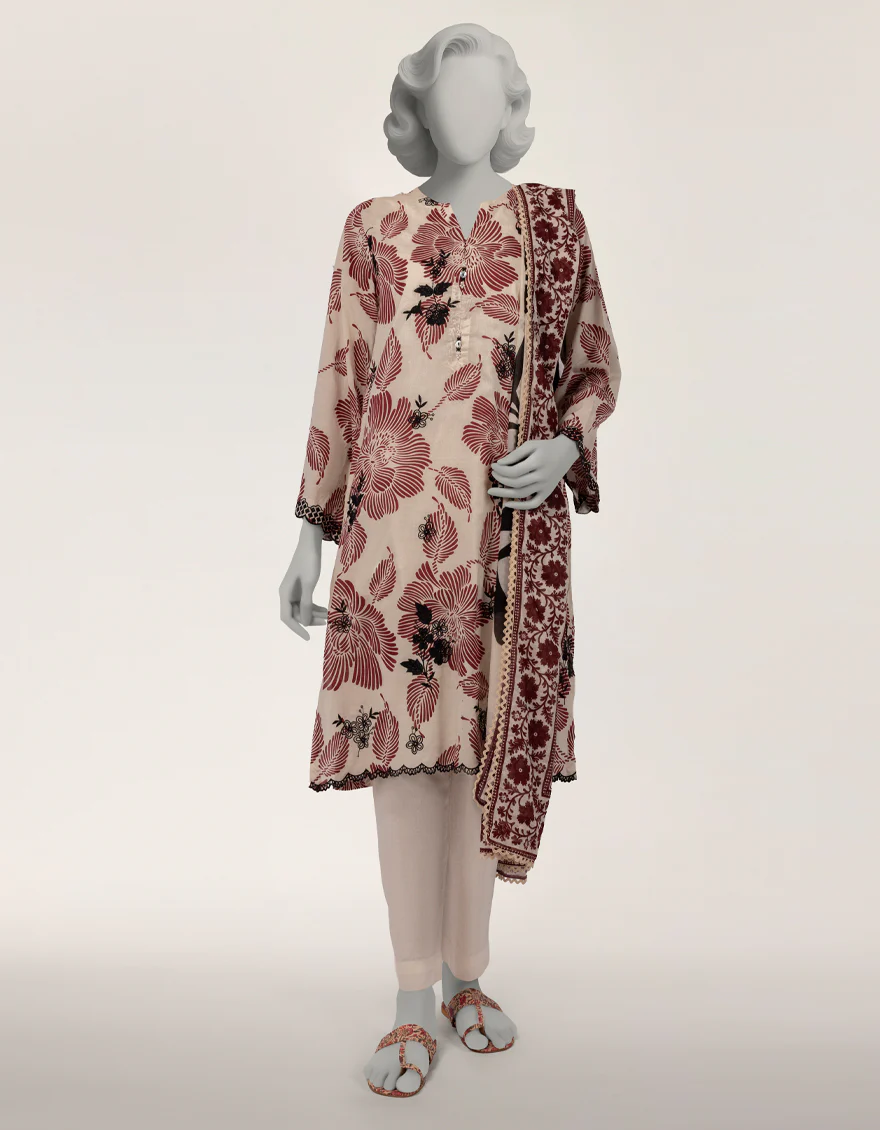 OFF WHITE LAWN 2PC STITCHED | JLAWN-S-JDS-26-1219/S THREAD & TONE-A-01
