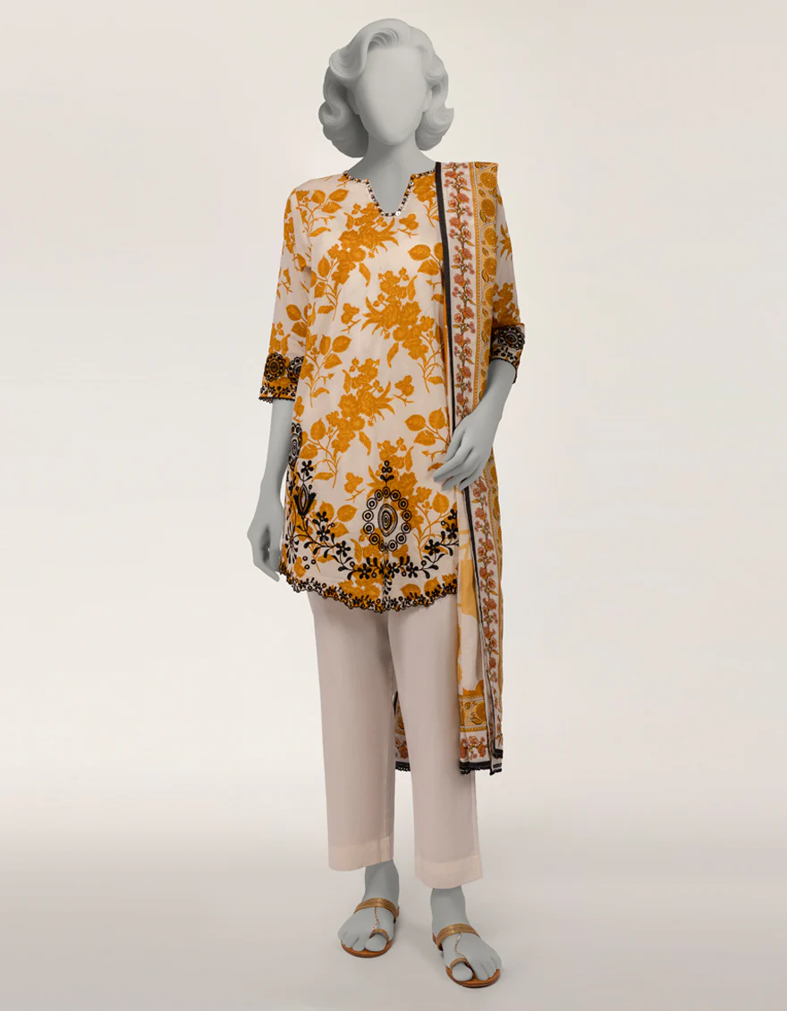 OFF WHITE LAWN 2PC STITCHED | JLAWN-S-JDS-26-1221/S THREAD & TONE-A-03