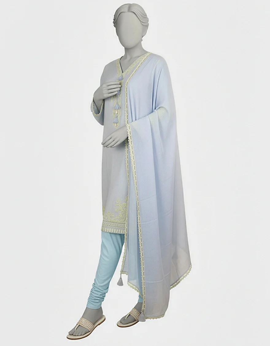 BLUE DOBBY 2PC STITCHED | JLAWN-S-JDS-26-1277/S CHIKENKARI-03 - Image 2