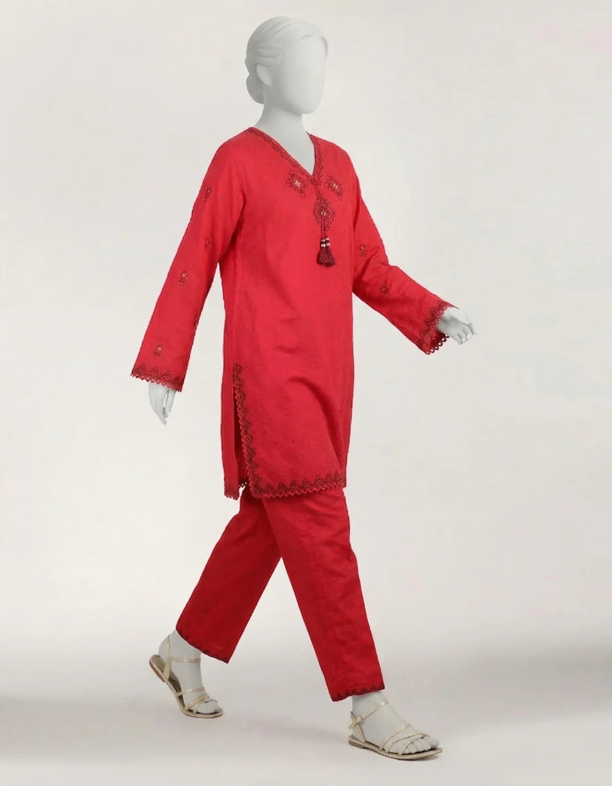 PINK DOBBY 2PC STITCHED | JLAWN-S-JST-26-2402/S TRIBAL-04