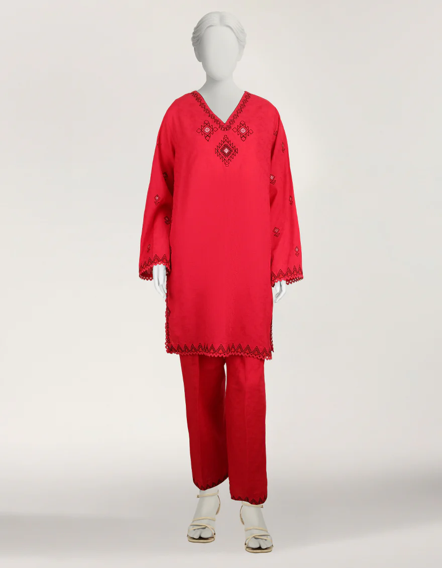 PINK DOBBY 2PC STITCHED | JLAWN-S-JST-26-2402/S TRIBAL-04 - Image 2