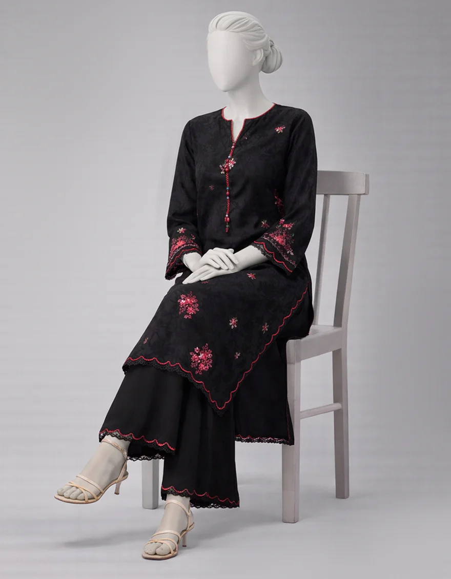 BLACK TEXTURED 2PC UNSTITCHED | JLAWN-S-JST-26-2419 GHARA-01