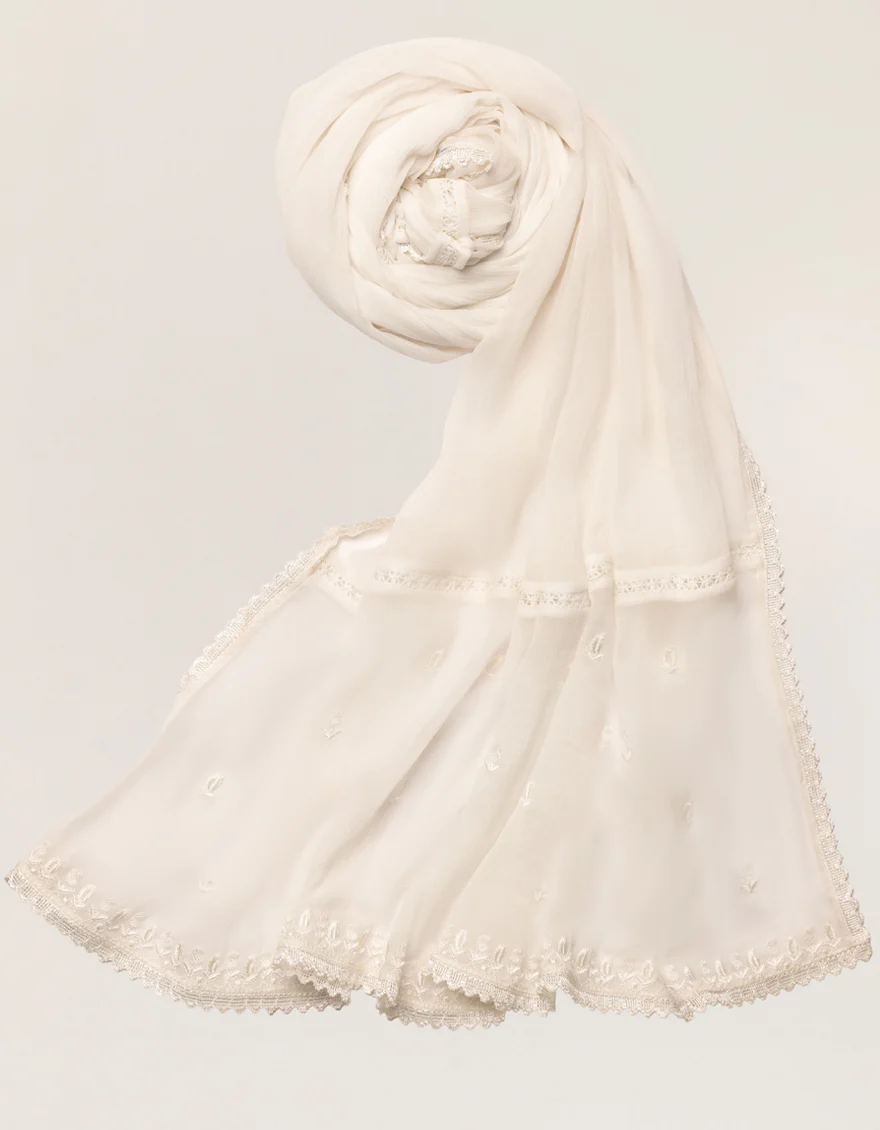WHITE IMPURE CHIFFON DUPATTA | JLDP-S-26-2703-A FB/CHIFFON DUP WHITE-A