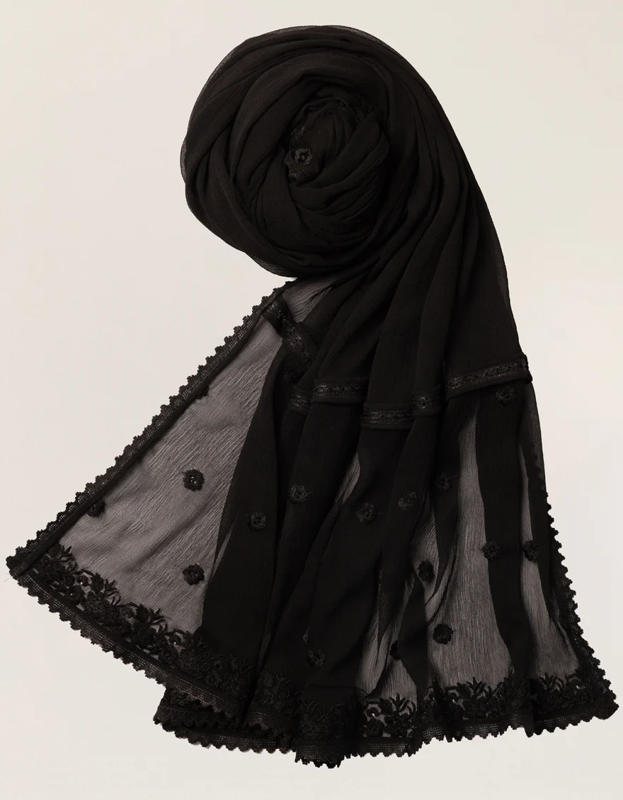BLACK IMPURE CHIFFON DUPATTA | JLDP-S-26-2704-A FB/CHIFFON DUP BLACK-A
