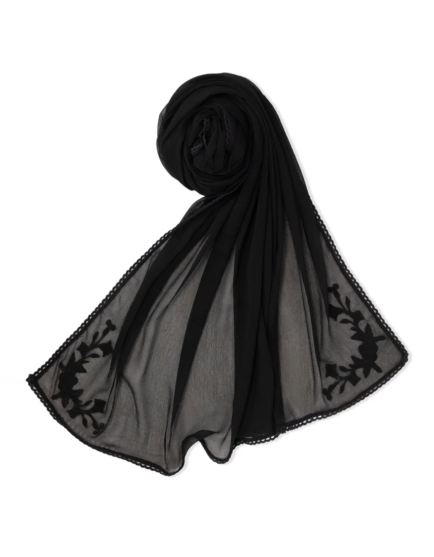BLACK CHIFFON DUPATTA | JLDP-S-26-2749 FB/CHIFFON EMB-06