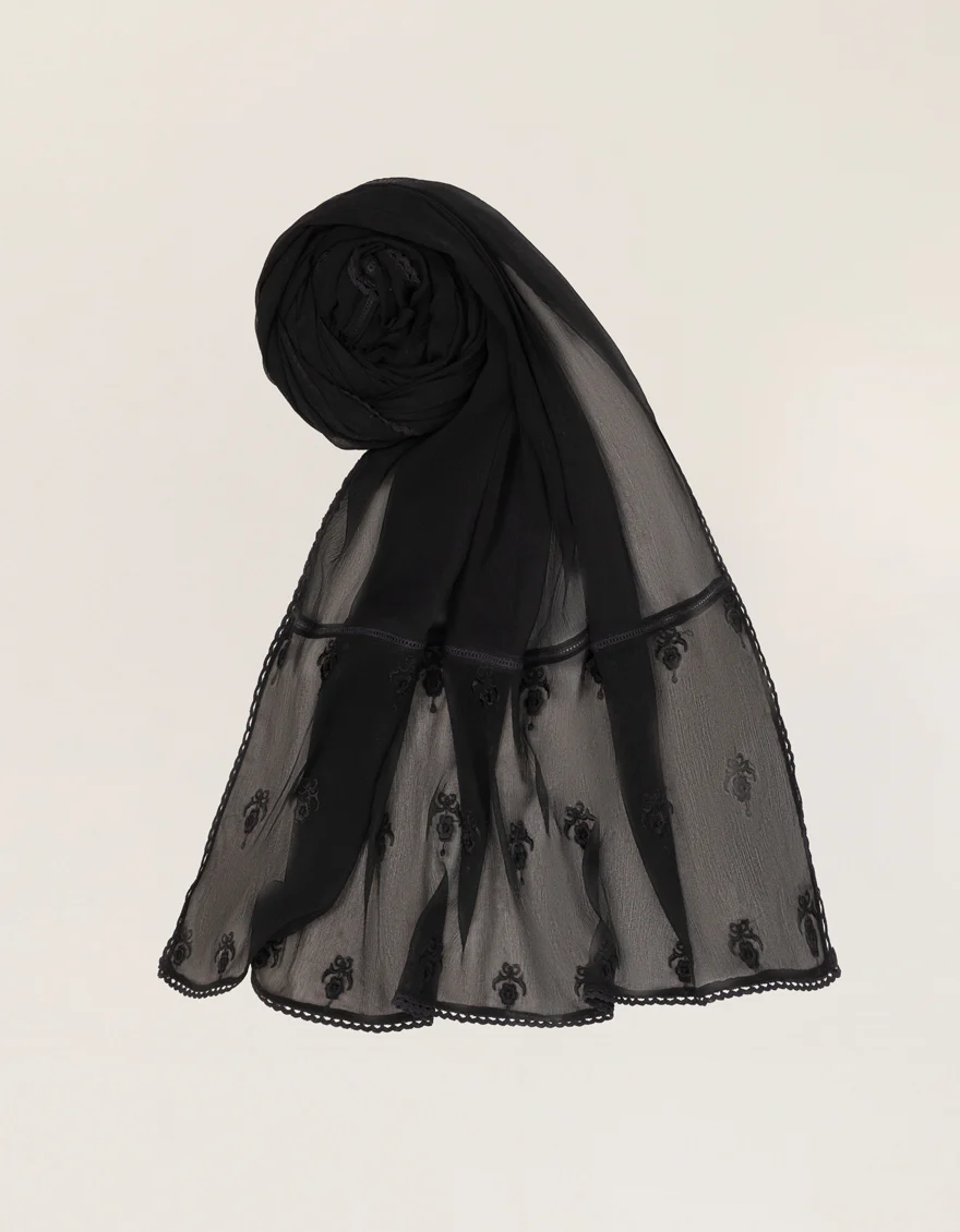 BLACK CHIFFON DUPATTA | JLDP-S-26-2750 FB/CHIFFON EMB-07