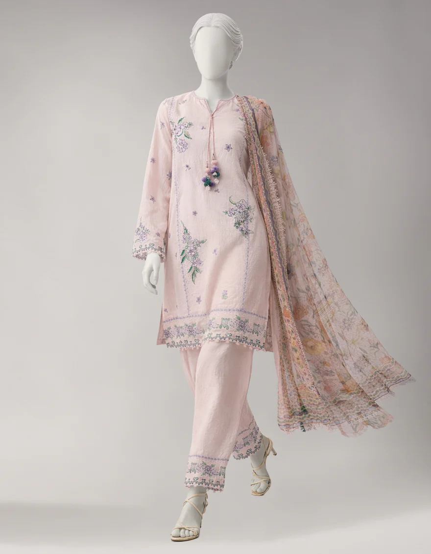 PINK LAWN 3PC UNSTITCHED | JLS-S-26-4065 SCHIFFLI BLISS-3 - Image 3