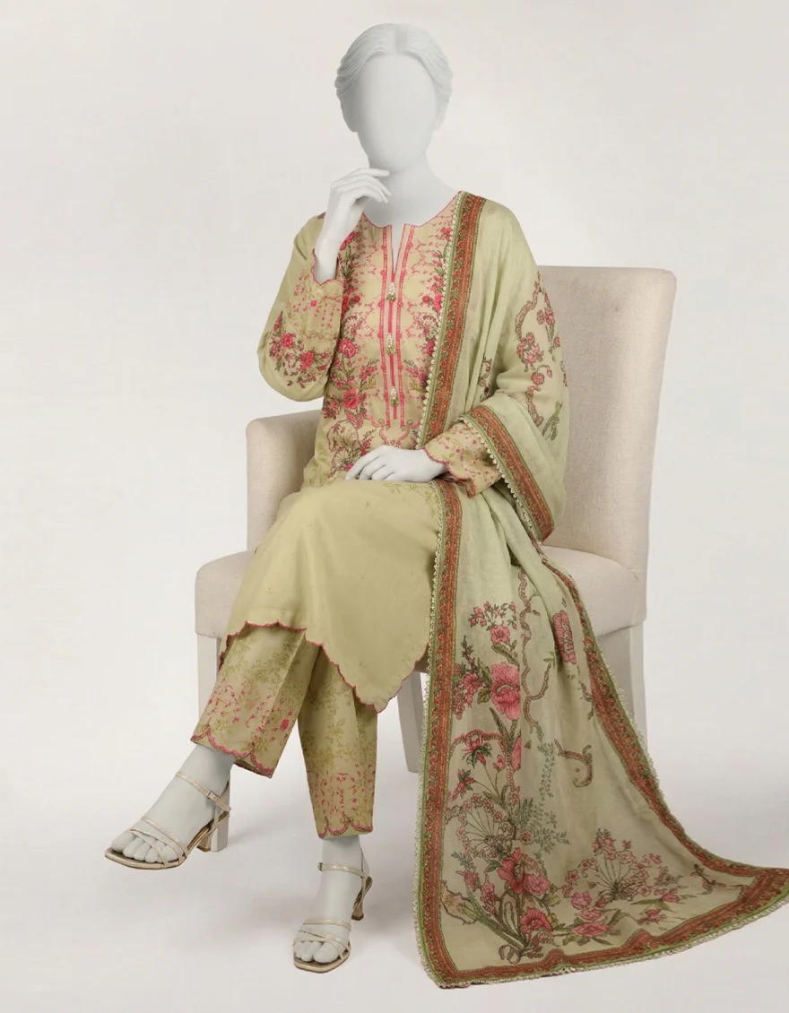 GREEN LAWN 3PC STITCHED | JLS-S-26-585/S CHINTZ CHARM-03