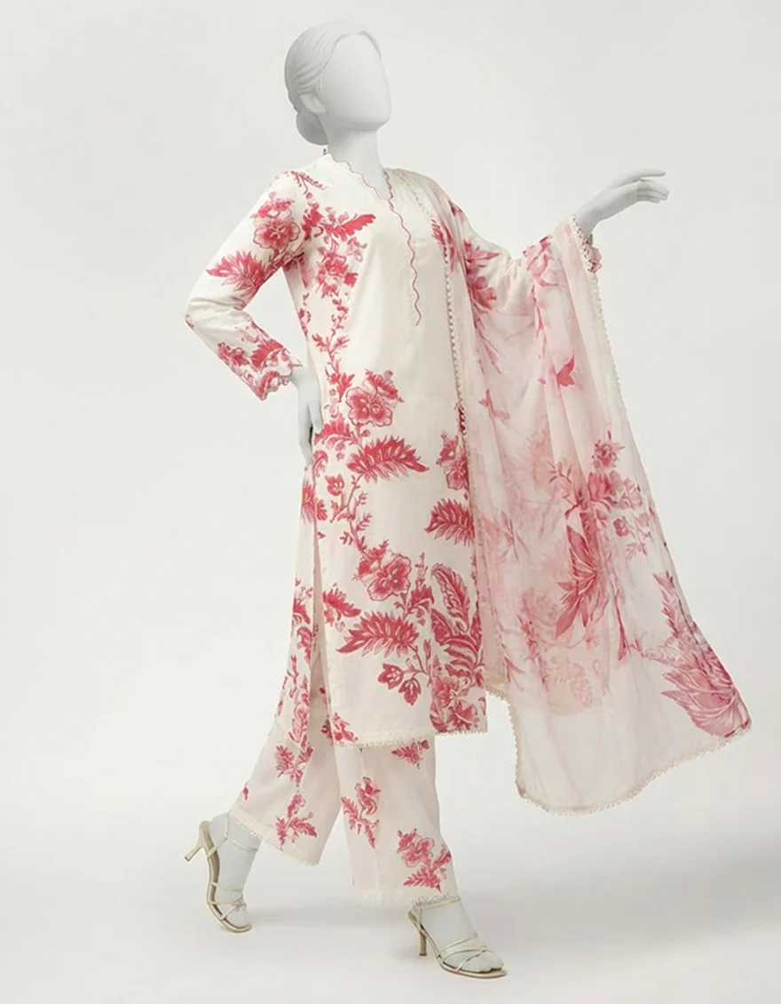 OFF WHITE LAWN 3PC STITCHED | JLS-S-26-586/S CHINTZ CHARM-04 - Image 3