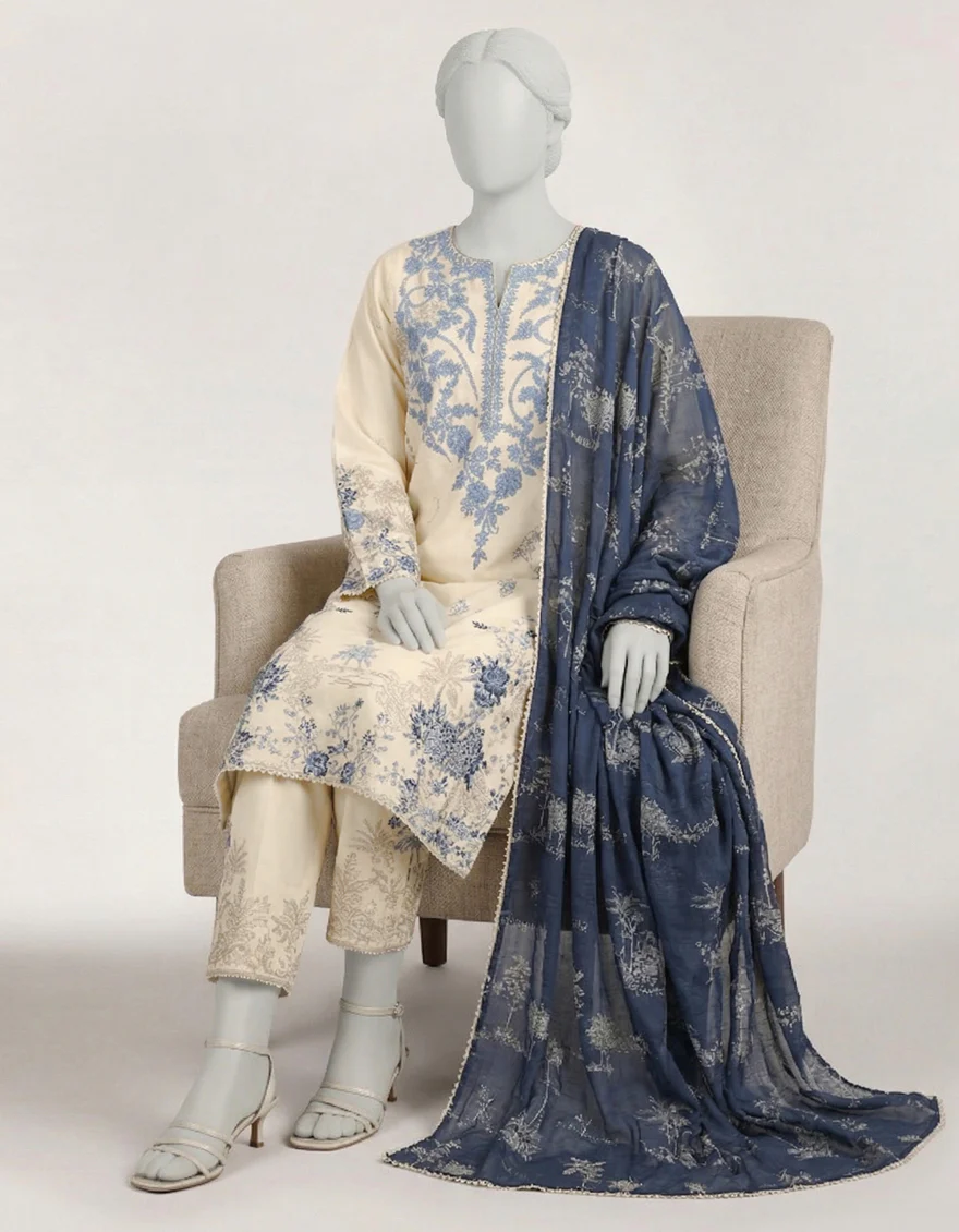 BLUE LAWN 3PC STITCHED | JLS-S-26-619/S VERDENT DREAMS -1