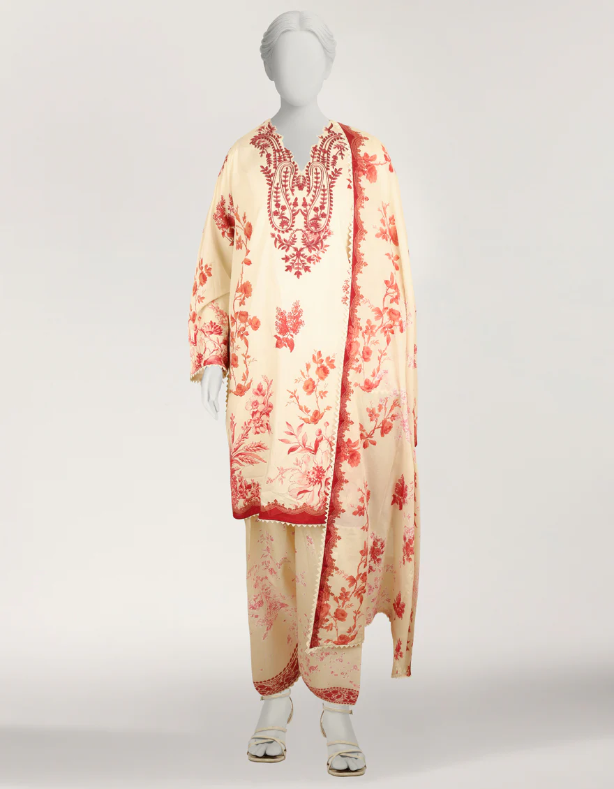 CREAM LAWN 3PC STITCHED | JLS-S-26-622/S VERDENT DREAMS-4 - Image 4