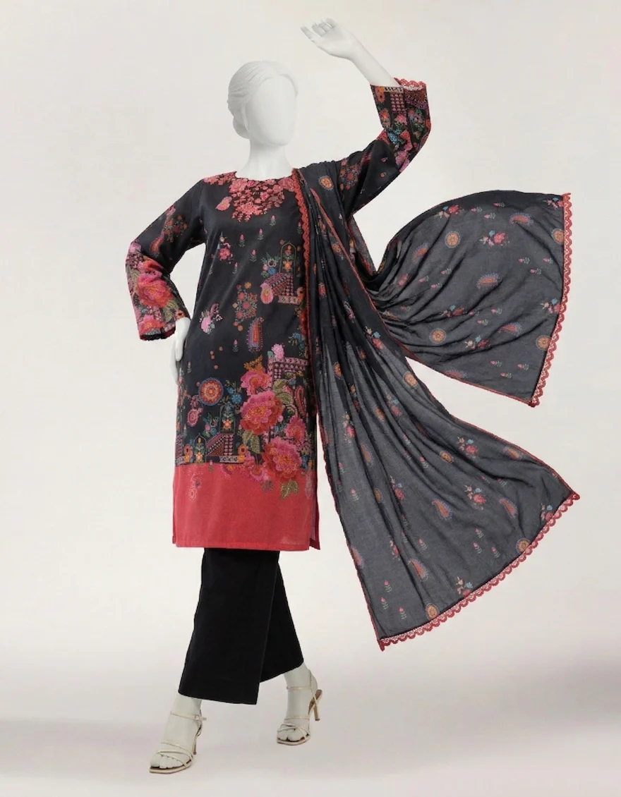 BLACK LAWN 3PC STITCHED | JLS-S-26-802/S RETRO-02 - Image 3