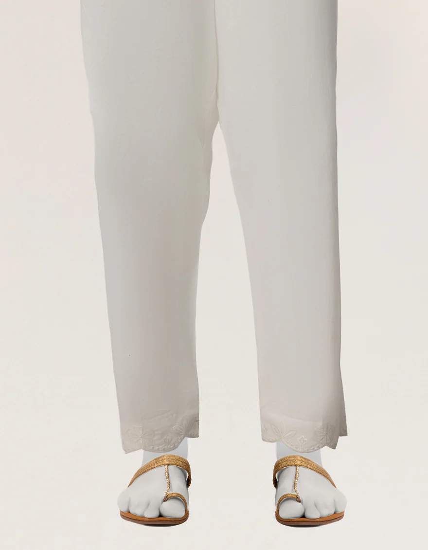 WHITE LAWN TROUSERS | JLT-S-26-8115-A FB/STRAIGHT EMB-01