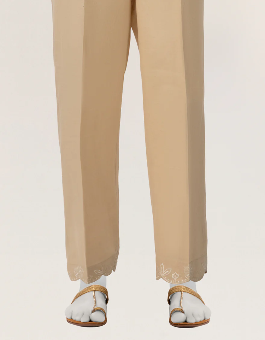 BEIGE LAWN TROUSERS | JLT-S-26-8115-D FB/STRAIGHT EMB-04