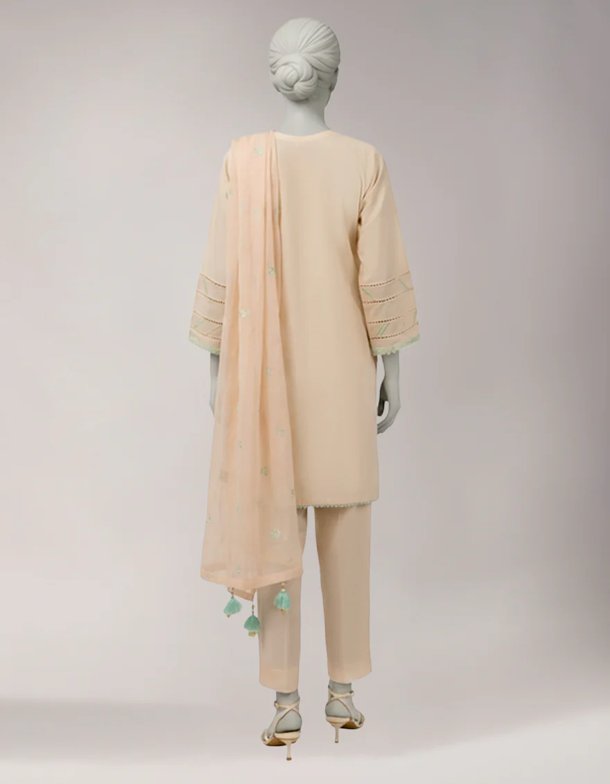 PEACH LAWN 3PC UNSTITCHED | JLU-S-26-4039 SCHIFFLI-1 - Image 2