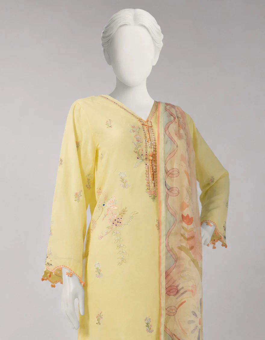 YELLOW LAWN 3PC UNSTITCHED | JLU-S-26-4064 SCHIFFLI BLISS-2 - Image 3