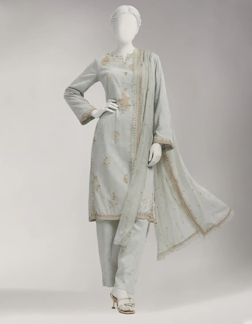 GREY JACQUARD 3PC UNSTITCHED | JLU-S-26-4068 ETHNIC KASHMIRI-2