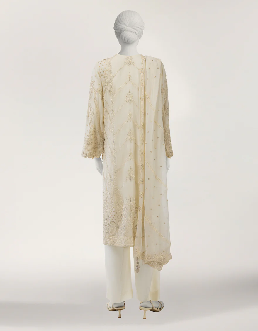 IVORY CHIFFON 3PC STITCHED | JPS-S-26-4146 FB/INARA-04 - Image 2