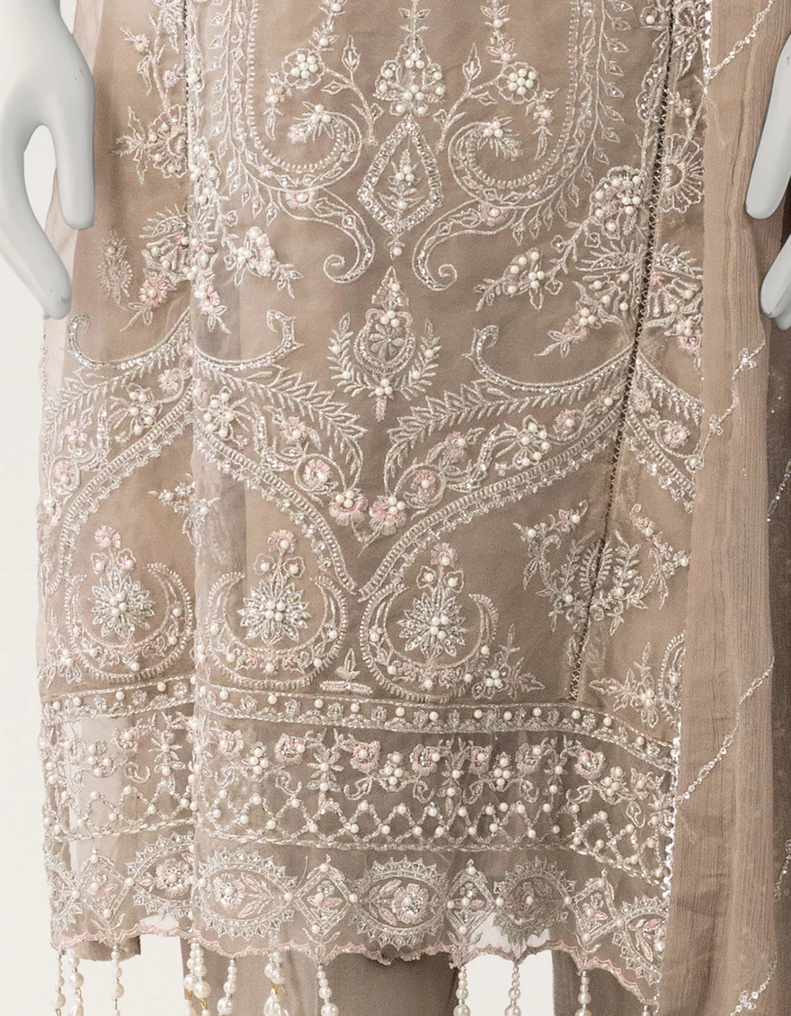 BEIGE ORGANZA 3PC STITCHED | JPS-S-26-4153 FB/DANEEN-3 - Image 6