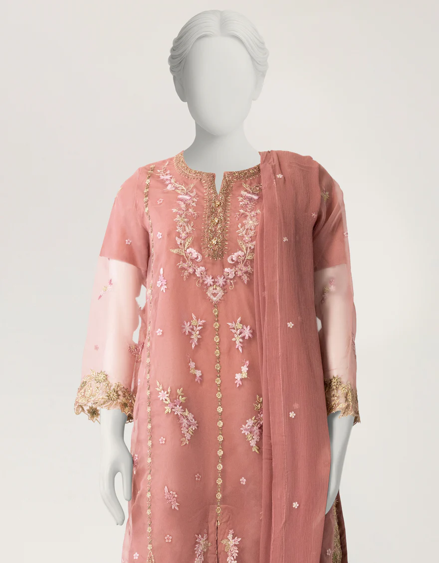PINK ORGANZA 3PC STITCHED | JPS-S-26-4156 FB/DANEEN-6 - Image 4