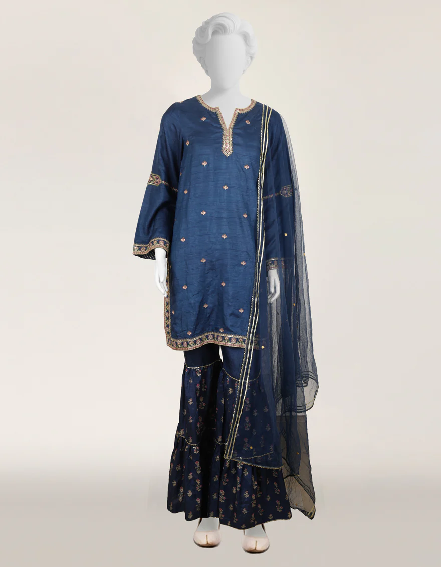 BLUE MAPLE SILK 3PC STITCHED | JTF-S-26-775 FB/RANG-E-ZARI-03