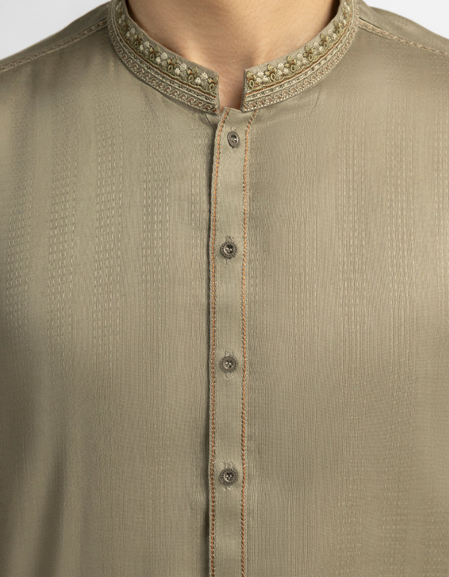 OLIVE COTTON KURTA | JTK-A-39768/S26/10902-SF - Image 3