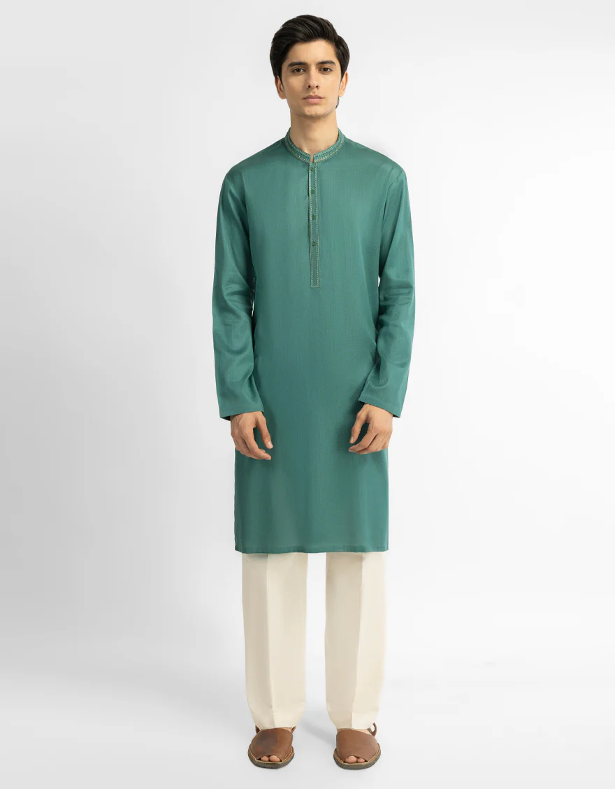 GREEN COTTON KURTA | JTK-A-39770/S26/10902-SF