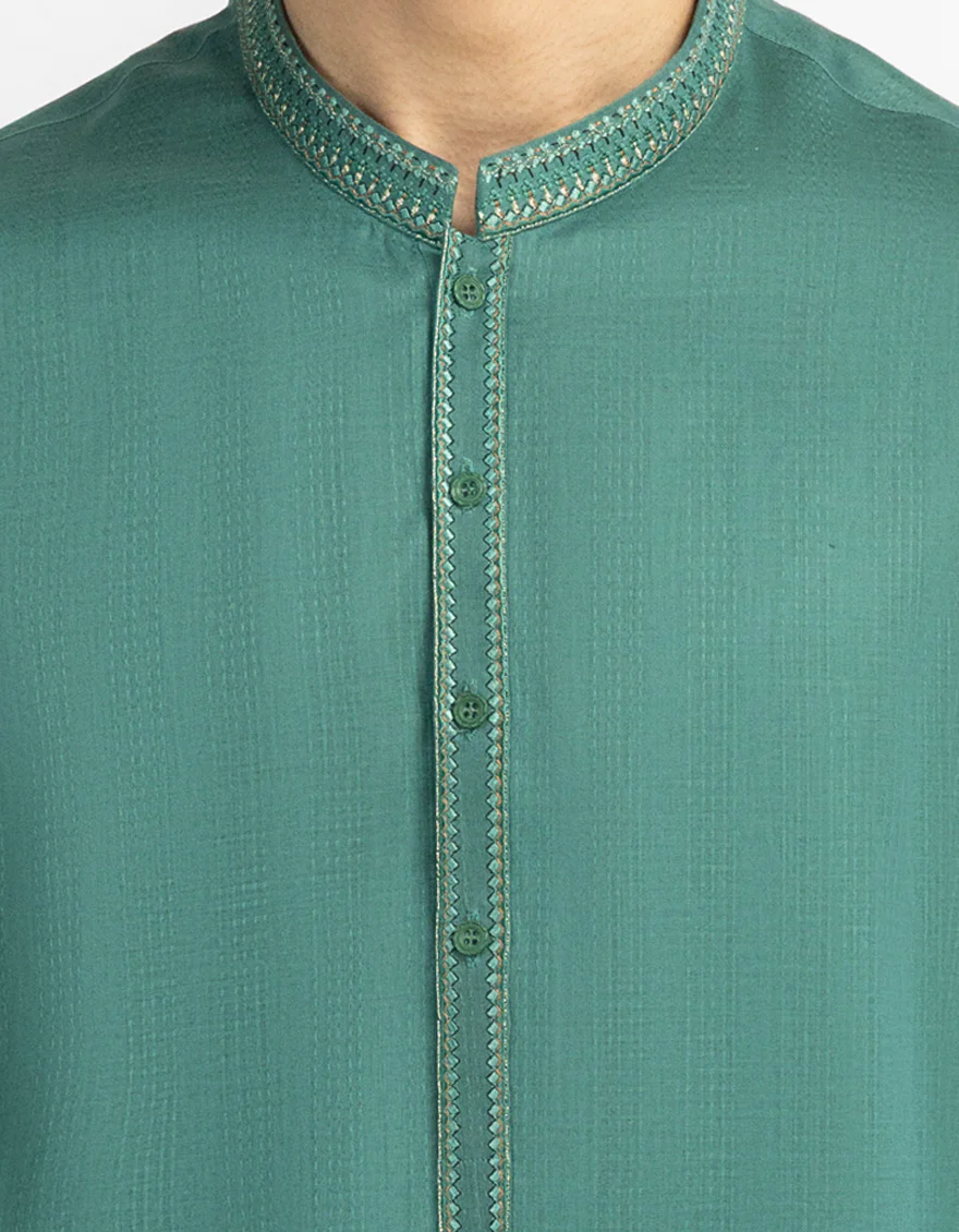GREEN COTTON KURTA | JTK-A-39770/S26/10902-SF - Image 3