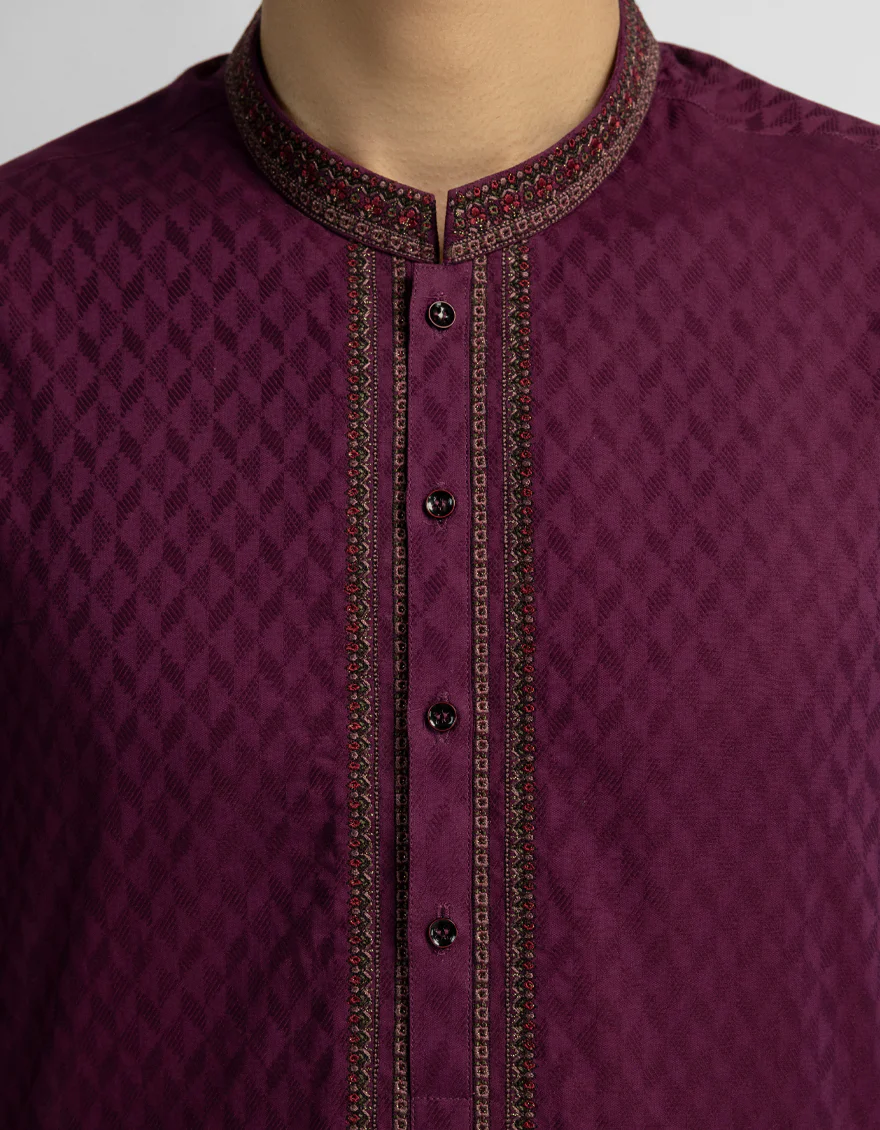 PURPLE COTTON KURTA | JTK-S-39747/S26/JJ10711-CL - Image 3
