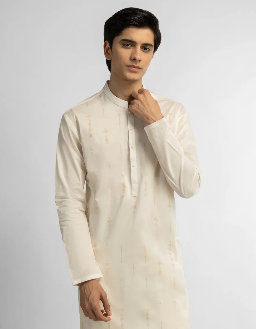 WHITE COTTON KURTA | JTK-S-39765/S26/JJ10829-CL - Image 2