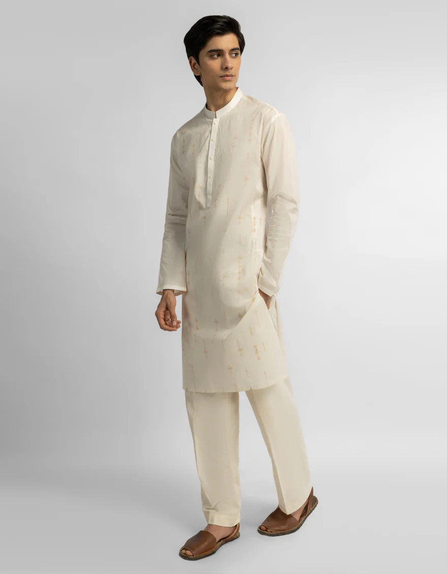 WHITE COTTON KURTA | JTK-S-39765/S26/JJ10829-CL - Image 3