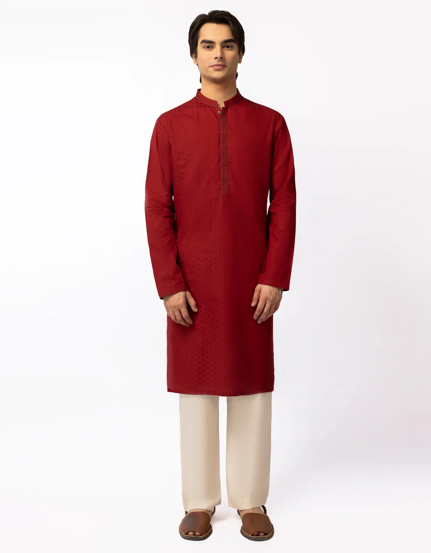 RED COTTON KURTA | JTK-S-50579/S26/JJ10622-SF