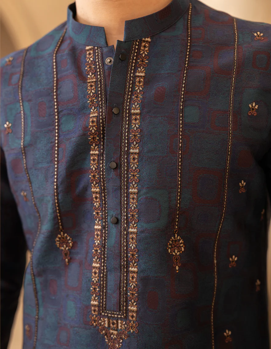 BLUISH GREEN SPECIAL KURTA | JTK-SP-A-46798/S25/JJ10002-FL - Image 3