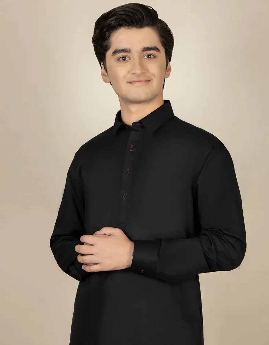 BLACK KAMEEZ SHALWAR | JTKS-A-40201-R21-AP/S26/JJ10552-PN - Image 2