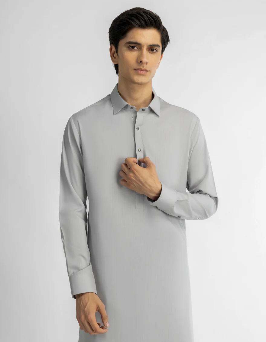 LIGHT GREY KAMEEZ SHALWAR | JTKS-A-42136/S26/JJ10773-PN - Image 2
