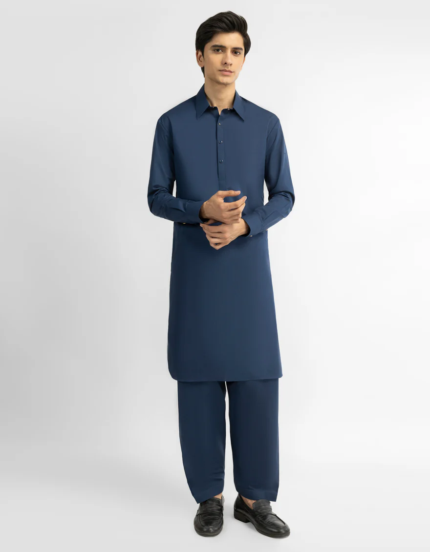 NAVY BLUE COTTON KAMEEZ SHALWAR | JTKS-A-42171/S26/JJ10723-PN