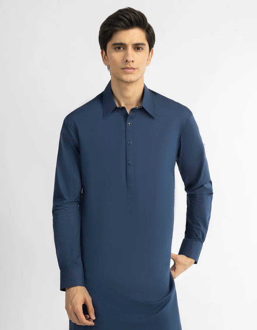 NAVY BLUE COTTON KAMEEZ SHALWAR | JTKS-A-42171/S26/JJ10723-PN - Image 2