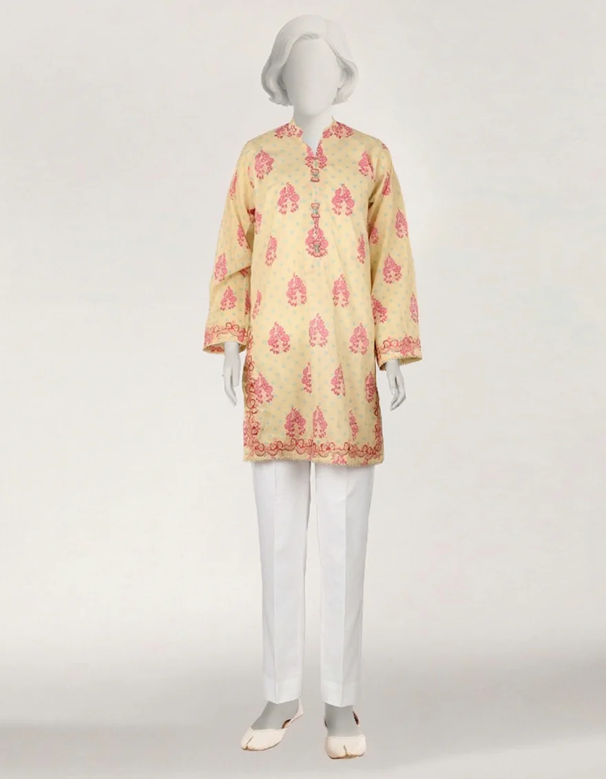 YELLOW LAWN KURTI | JTS-S-26-4153 FB/DOTS & GLORY-1