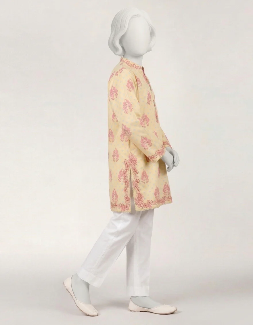 YELLOW LAWN KURTI | JTS-S-26-4153 FB/DOTS & GLORY-1 - Image 2