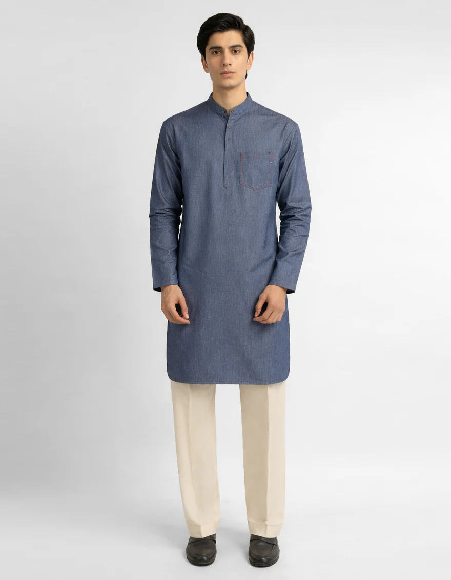 DENIM BLUE COTTON SHORT KURTA | JTSHK-A-20028/S26/JJ10998-CL