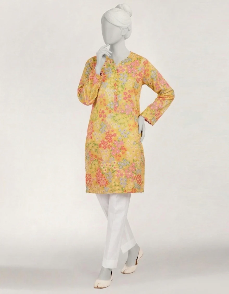 YELLOW LAWN KURTI | JYGK-S-JTS-26-4145 FB/DITSY-1