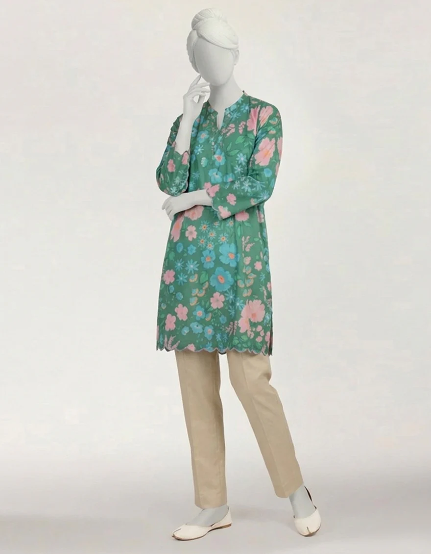 GREEN LAWN KURTI | JYGK-S-JTS-26-4147 FB/DITSY-3
