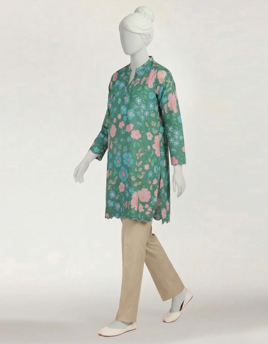 GREEN LAWN KURTI | JYGK-S-JTS-26-4147 FB/DITSY-3 - Image 3