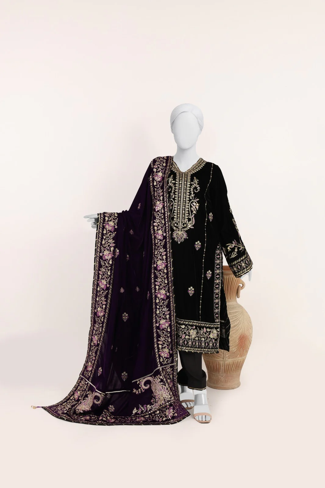 BLACK VELVET 3PC STITCHED | PJLXS-991062 (PJLXS251062)