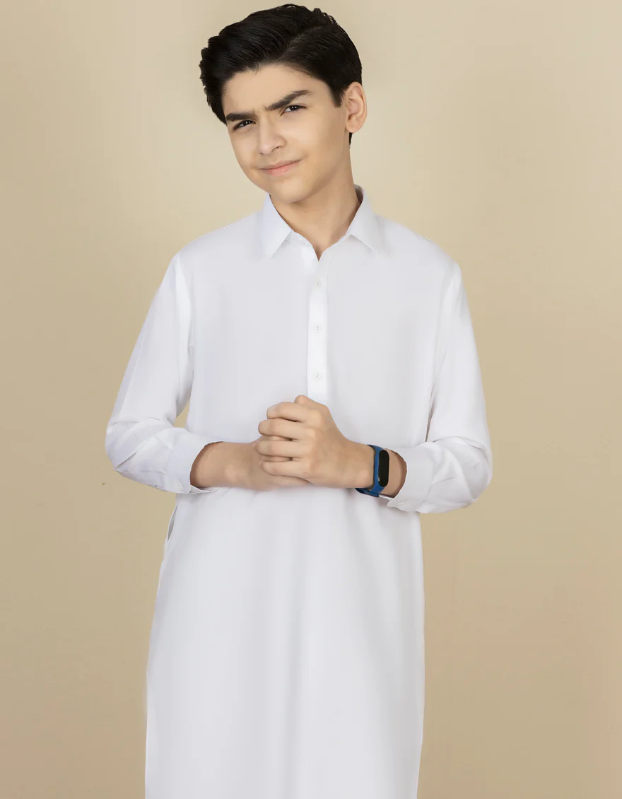 WHITE BLENDED KAMEEZ SHALWAR | JCKS-A-40222-R11-AP/S24/JJ9608-PN - Image 2